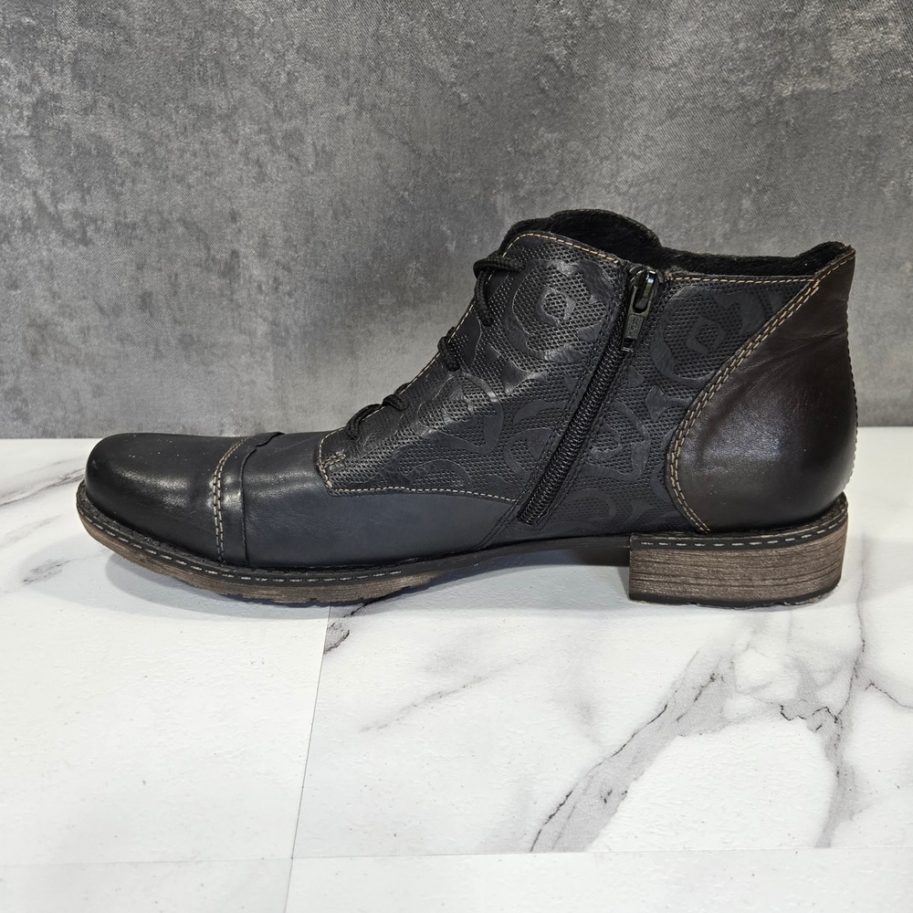 Remonte Rieker Ankle Boots Womens 11 EU 43 Black Leather Lace Up Zip Comfort - Picture 4 of 11